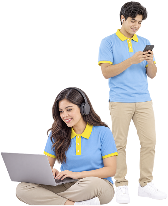 Estudiantes de Colegio Intellectus estudiando en línea con computadora y celular